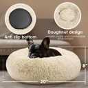 Hoewina Dog & Cat Bed, 20in Cat Beds for Indoor Cats, Calming Donut Bed for Puppy and Kitten, Washable Round Fluffy Pet Bed for Small Medium Dogs and Cats (Light Brown)