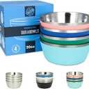 Stainless Steel Insulated Bowls - Set of 4-20 Oz Double Wall Metal Bowls for Ice Cream, Soup, Cereal, Snack, Rice Dish, Camping
