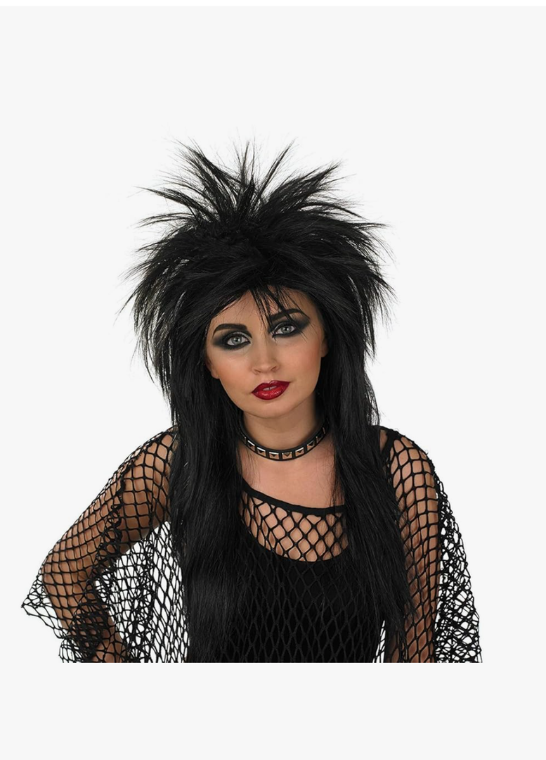 fun shack 80s Rocker Wig for Women, Spiked Mullet Wig, Punk Rocker Hair, Spiky Black Rockstar Wig, Party Costume Accessory, One Size