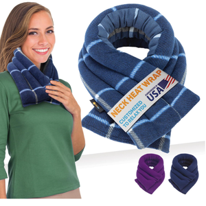 SunnyBay Microwave Heating Pad, Microwavable Heated Neck and Shoulder Wrap for Moist Hot Lightly Weighted with Moldable Flaxseed, Cotton and Fleece Surface, 26x6 Inches, Made in USA, Ocean Blue