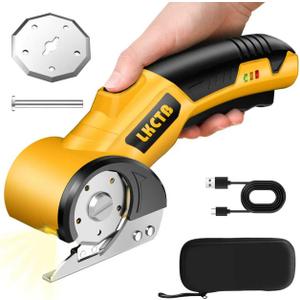 Electric Scissors, Cardboard Cutter, With LED Light, High-Efficiency Brushless Motor, 3500mAh Battery, Tungsten Steel Blade, Suitable for Cloth, Cardboard, Carpet Wire Rope Cutters brown