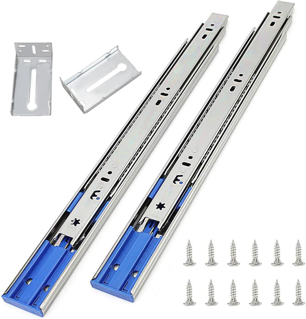 10 Pairs of 22 Inch Soft Close Drawer Slides 3-Section Full Extension Ball Bearing Side Mount 100LB Capacity Drawer Rails with Rear Mount Brackets