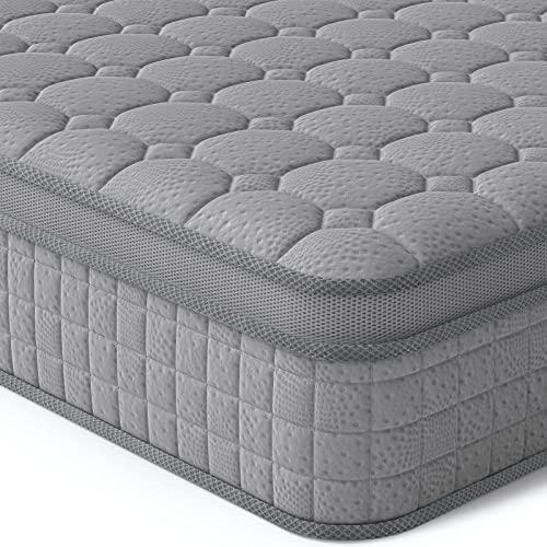 Vesgantti 12 Inch Multilayer Hybrid Queen Mattress, Ergonomic Design with Memory Foam and Pocket Spring, Medium Firm Feel, Grey