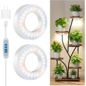 Grow Lights for Indoor Plants, 5000K 96 LEDs Full Spectrum Small Plant Grow Light with 6/12/16H Timer, 3 Color Modes, 3.5" Under Cabinet Grow Lamp for Small Plants, Succulents (2-Head)