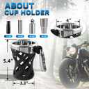 Motorcycle Universal Cup Holder for Harley Davidson Touring Road King, Dyna, Road Glide Limited, Fat Boy, Street Glide, Sportster XL883 1200, Electra Glide, Honda Goldwing GL1800 (Sliver, 5.3-inch)