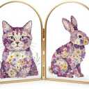 4x6 Floating Double Picture Frame Hinged Folding, Elegant Thin Edge Metal Real Glass Brass Photo Frames for Tabletop Wall Display, Christmas Day Gift Home Decorative Art Cfafts,Vertical, Arched,Gold