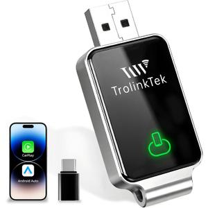 Mini Wireless Carplay Adapter for Apple iPhone, Converts Wired to Wireless Car Play Adapter, CarPlay Dongle Stick for Car(2015+), USB & Type-C Plug & Play for iPhone iOS 10+ Android 11+