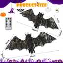 Glooglitter 2 Pack Rattan Bats with Hanging Loops Halloween Lights 3D Lit Woven Bats with Timer Remote for Rustic Modern Farmhouse Decorations
