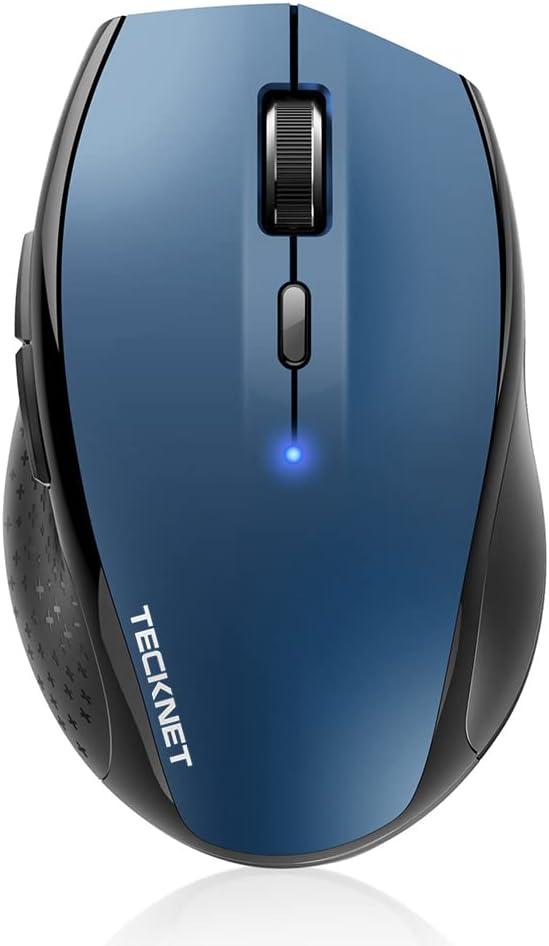 TECKNET Bluetooth Mouse, 4800 DPI Wireless Mouse, 2-Year Battery 6 Adjustable DPI, 6 Buttons Compatible with Laptop/ Windows/ Computer - Blue