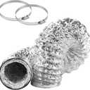 Dryer Vent Hose 3 Inch Diameter 10 Feet Length Non-Insulated Double Layer 3 Meters Length Flex Air Aluminum Foil Ducting for HVAC Ventilation with 2 Clamps, Silver