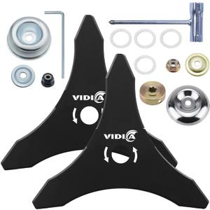 VIDICA 2 Pack Carbon Steel Brush Cutter Blades, 10" x 3 Teeth Weed Eater Blades for 20mm or 25.4mm Arbor, Compatible with Husqvarna, Stihl, Ego, Oregon, Hitachi, Makita Brush Cutter, Weed Wacker etc