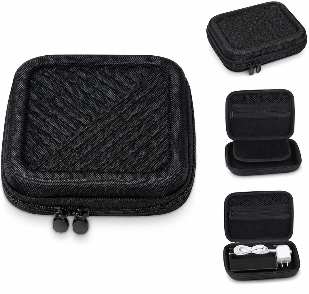 Black Hard Shell Travel Organizer Case for Electronics, Cables, Chargers and Small Accessories