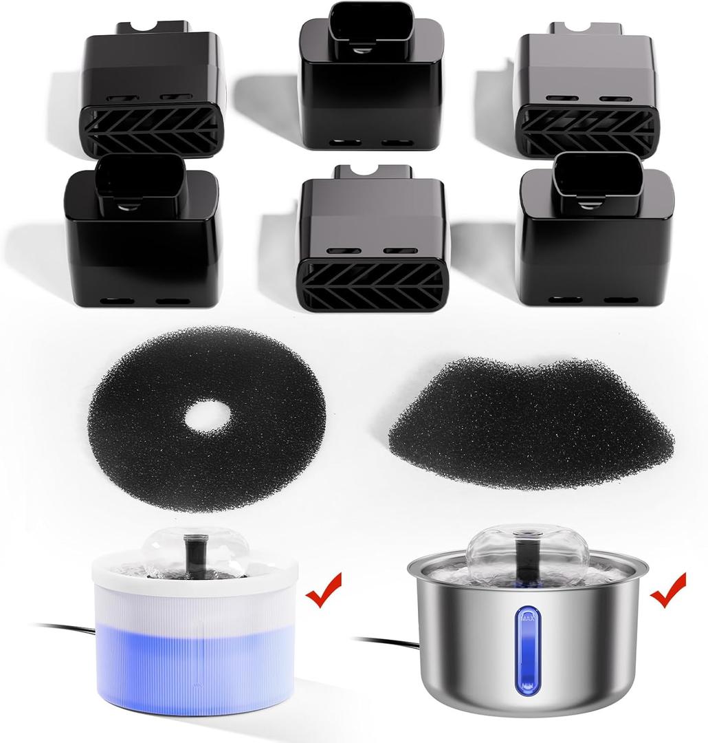 Replacement Filters for Cat Water Fountain XYSJ02 XYSJ04, 6 Months Set of Replacement Filters for Pet Water Fountain, Black 6 Count (Pack of 1)