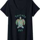 Womens Tortola, British Virgin Islands Tribal Turtle Gift V-Neck T-Shirt (Small, Black)