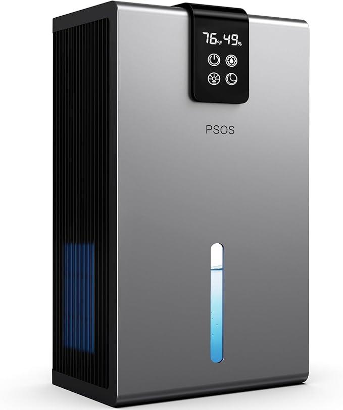 PSOS Dehumidifier for Home, 98OZ Tank Water,(1000 sq.ft) Dehumidifier for Bathroom,Badroom,Basement,with Auto Shut Off, 7 Color LED,White