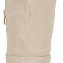Coutgo Womens Knee High Boots Chunky Block Heels Square Toe Side Zipper Faux Suede Fall Winter Comfort Boot (7, Cream)