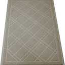 SlipToGrip Durable Door Mat - Taupe Plaid Design Entryway - 42x35 inches, No-Slip and Washable - Indoor and Outdoor Use, Weatherproof - Ideal for Garage, Patio, and Front Entryway
