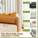 Couch Cup Holder & Bamboo Armrest Tray Foldable Non-Slip Sofa Arm Table for Drinks, Snacks, Remote Control & Phone