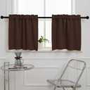 Pickluc Cafe Curtain (Half Window Curtain) 24 Inches Length, Rod Pocket Kitchen Curtain, Short Blackout Curtain for Small Window, 30" Wide and 24" Long, 2 Panels, Chocolate Brown (30"W x 24"L (Pack of 2))