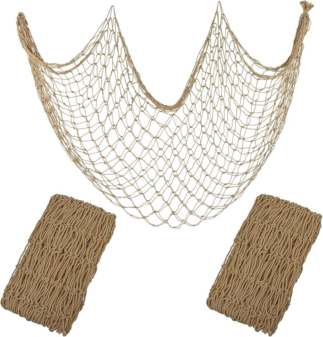 2 Pack Fish Net Decorations for Party (Caramel)