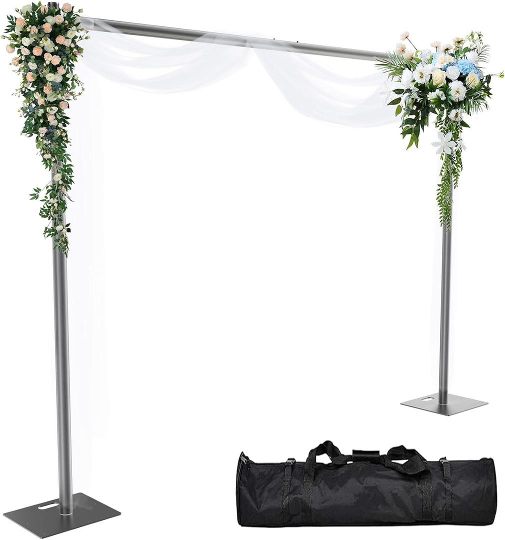 Pipe and Drape Backdrop Stand 8ftx10ft Adjustable Background Support System Heavy Duty Background Stand for Wedding Banquet Decorations Black, 8x10 FT