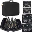 Travel Jewelry Organizer Case, Jewelry Storage Bag with Zipper Velvet Pockets, Portable Jewelry Case for Necklaces, Rings, Earrings, Bracelets