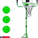 Nattork Kids Basketball Hoop, Adjustable Height Toddler Basketball Hoop Stand, Indoor Outdoor Basketball Goal Toy for Boys Girls Ages 3~8 Years Old, Includes 3 Balls, Ideal for Birthday Gift (Green)