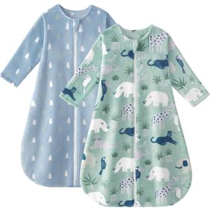 Yoofoss Baby Sleep Sack 0-6 Months, Long Sleeve Sleep Sack 1.5 Tog, Fleece Baby Wearable Blanket with 2-Way Zipper, Soft Warm