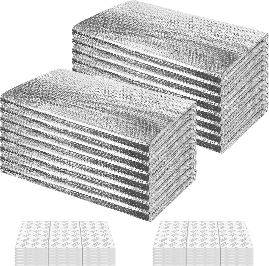 16P Garage Door Insulation Panels Kit 0.24" T Double Bubble Reflective Aluminum Foil 6MM Sheet Thermal Pre-Cut Insulation Shield 120 Tapes Winter Cold and Summer Heat for Garage Wall (20.5" x 54")