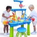 Kenthoris Water Table for Toddlers 13, Toddler Outdoor Toys Kids Summer Beach Backyard Pool Splash Activities Playsets, Water and Sand Activity Sensory Playset for Toddlers 1.5+ Years Old