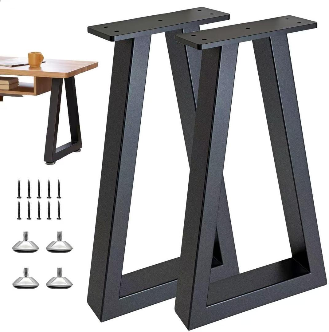 24 Inch Metal Table Legs Black, Industrial DIY Furniture Legs for Desk, Nightstand, Coffee/End/Side Table, Set of 2, 24 '' Trapezoid