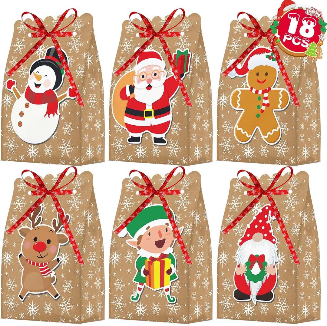 Funnlot Christmas Small Gift Boxes Small Christmas Gift Bags Christmas Candy Bags Christmas Bags for Gifts Small Gift Boxes Christmas Christmas Bags for Gifts Small Christmas Gift Bags Bulk Small Size, 18 Pcs
