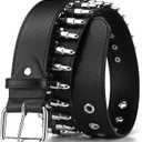 Studded Belts Women Y2K Belt Star Belts Black Girl Ladies Spike Stud Punk Waist Belt for Halloween Cosplay