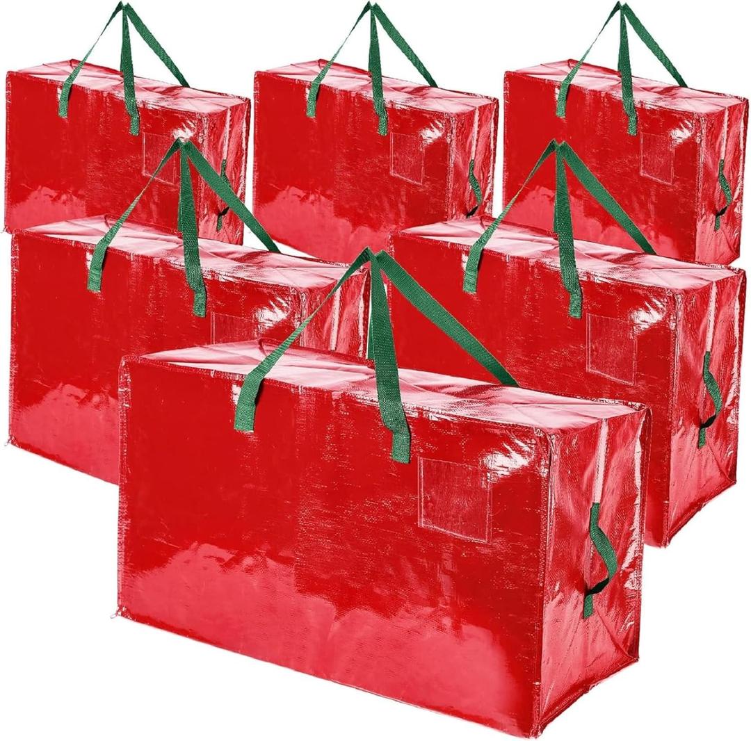 Shappy 6 Pcs Extra Large Storage Bags Jumbo Moving Bags Christmas Ornaments Container Heavy Duty Organizer Storage Bag with Zippers(Red,48 x 20",30 x 16",12 x 12")