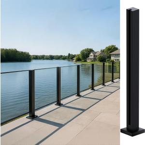 Glass Railing Post, 304 Stainless Steel Glass Balustrade, Balcony Guardrails for Balustrade Balcony Deck Stairs, Cannot Add Handrail Version(25.6‘’/ 65cm, Mid Post)