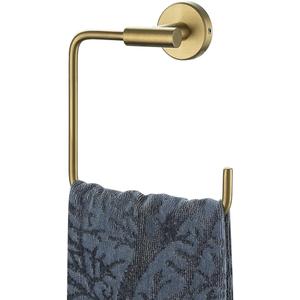 JQK Towel Ring Brushed Gold, Stainless Steel Square Ring Towel Holder for Bathroom, 6 Inch Brushed Gold Wall Mount, TR140-BG