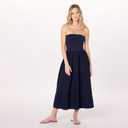 The Drop Womens Hellen Strapless Mixed Media Maxi Dress (Blue, L)