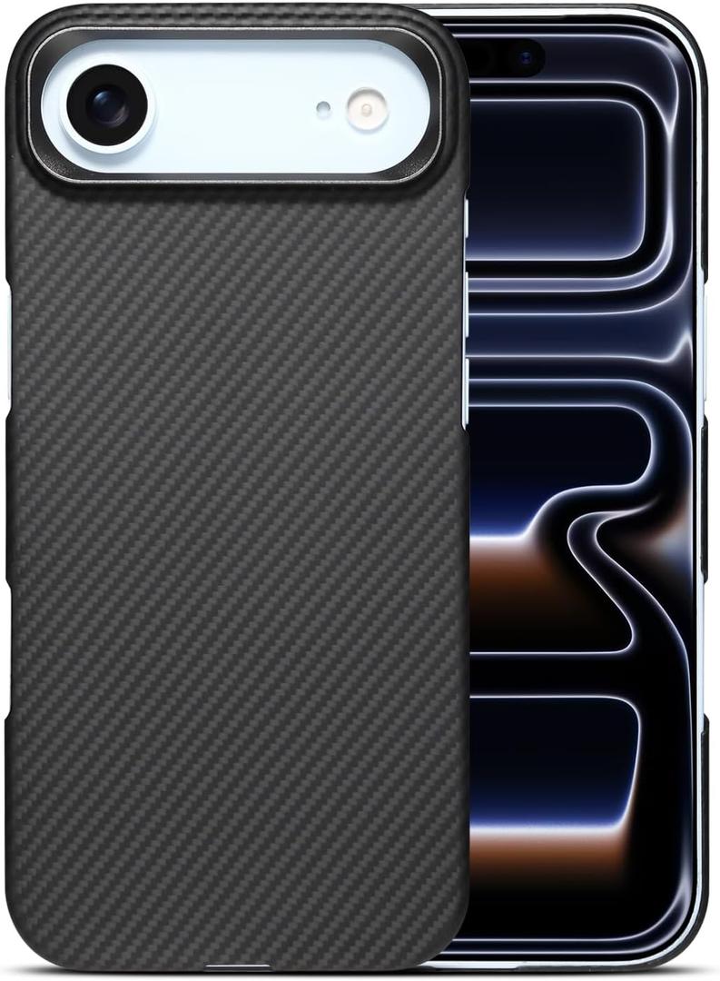 Rare 600D Premium Aramid Carbon Fiber Case for Apple iPhone Air, MagSafe Compatible, Slim Fit with Metal Ring Camera Protection (iPhone Air) Black