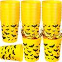 24 Pack Bat Party Favor Cups Plastic 16 oz Birthday Party Decorations Disposable Black Yellow Bat Design Drinking Cups for Adults Birthday Favors Supplies Decorations