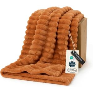 Bedsure GentleSoft Twin Blanket for Couch - Cozy Soft Fall Blankets for Women, Cute Small Throws for Girls, Orange, 60x80 Inches