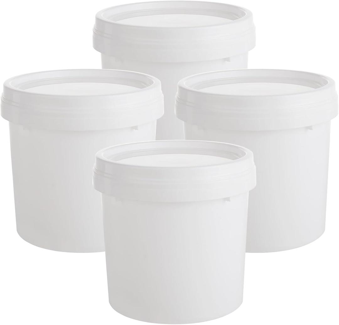 AKOLAFE 4 Pack Small Paint Bucket for Painting Pint Touch Up Paint Containers with Lids Empty Paint Cans Plastic Paint Storage Containers 1/2 Quart Paint Cans Hand Held Paint Pail for Leftover Paint