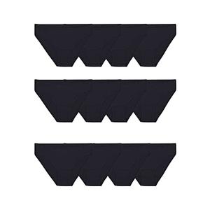 Fruit of the Loom Womens Eversoft Cotton Underwear Multipacks, Tag Free & Breathable  - Bikini - Black, Size 5, Set Of 12