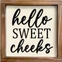 Kas Home Rustic Farmhouse Bathroom Decor - Cute 'Hello Sweet Cheeks' Wooden Sign, Funny Wall Hanging Plaque for Restroom, Toilet Shelves Accessory, Ideal for Apartment & Home (White-HS)