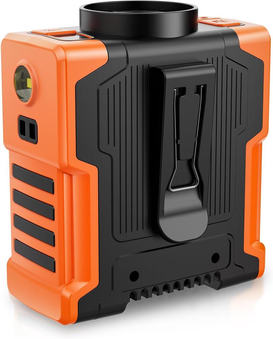 EasyAcc Portable Waist Fan, 20000RPM Strong Airflow,10000mAh Battery Rechargeable Wearable Shirt Fan with Light, 24H Working Time, Personal Cooling Fans for Blue Collar, Outdoor Jobsite (with Lanyard) (Orange - Black)