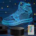 Sneaker Gifts, Sport Shoes, Sneaker Gifts 3D Illusion Lamp with Remote Control, 16 RGB Colors, 4 Flashing Modes, Timer, Dimmable, Kids Room Decor