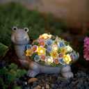 Nacome Solar Turtle Garden Decor with Flowers: Outdoor Clearance Statues Lights for Outside Lawn Ornaments Porch Patio Balcony Yard  Birthday Gifts for Mom Grandma Women