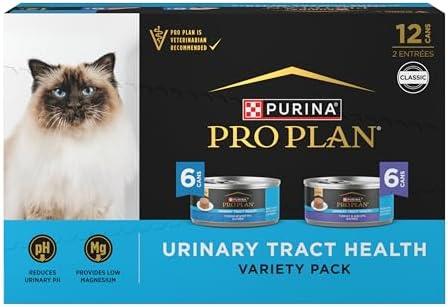 Purina Pro Plan Urinary Tract Health Pate Cat Food Variety Pack, Turkey and Giblets, and Ocean Whitefish Entrees - (Pack of 12) 5.5 oz. Cans Nov 2027