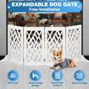 Cut-Out Design 23" Dog Gate Retractable Stair Gate Foldable Puppy Gate Indoor - Freestanding Lightweight Pet Barrier for Doorways, Stairs, Hallways (Extends to 41", White)