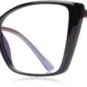 Blue Light Blocking Glasses for Women, Oversized Trendy Cat Eye Computer Gaming Glasses Anti Glare & UV Glare RF6204 (Black Cateye Frame)