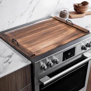 Gas Stove Top Cover with Handles, Wooden Noodle Board for Electric Gas Stovetop, 30 x 22 Inches, Brown
